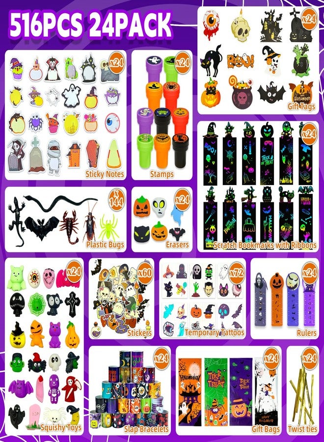xFFFun 516PCS Halloween Party Favors Bulk for Kids, Goodie Bags Stuffers Stationery Set, Halloween School Treasure Box Toys Classroom Carnival Prizes for Kids, Non Candy Trick or Treat Gifts Bag Fillers - Image 3